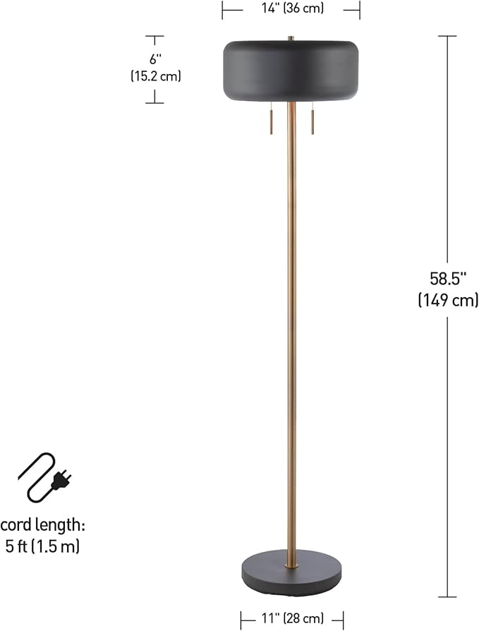 GLOBE Electric 67346 Novogratz x Floor Lamp, Dark Gray-Ruum Studio Home