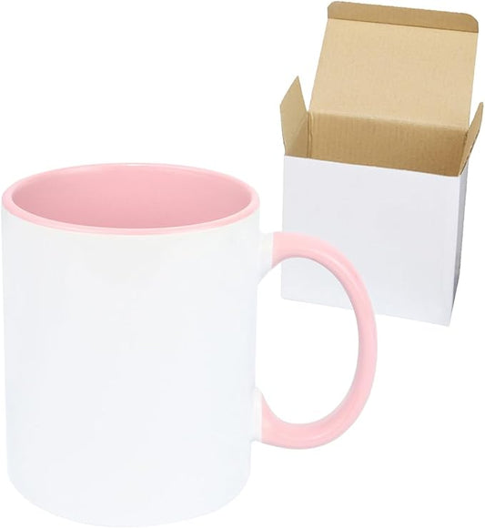 11oz White Ceramic Sublimation Coffee Mug in White Gift Box, Pink, Case of 12-Ruum Studio Home