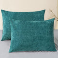 CaliTime Throw Pillow Covers Decorative 20 X 26 Inches Pack of 2 Cozy Chenille Standard Pillow Shams Cases for Couch Sofa Bed Living Room Home Teal-Ruum Studio Home