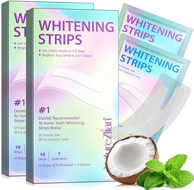 Teeth Whitening Strips,7-Day whitening Strips,Peroxide Free,Sensitive Teeth Whitener,Enamel Safe for Whiter Teeth,Deep Stains Removal,nstant Teeth Whitening Without The Harm (28pcs)-Ruum Studio Home