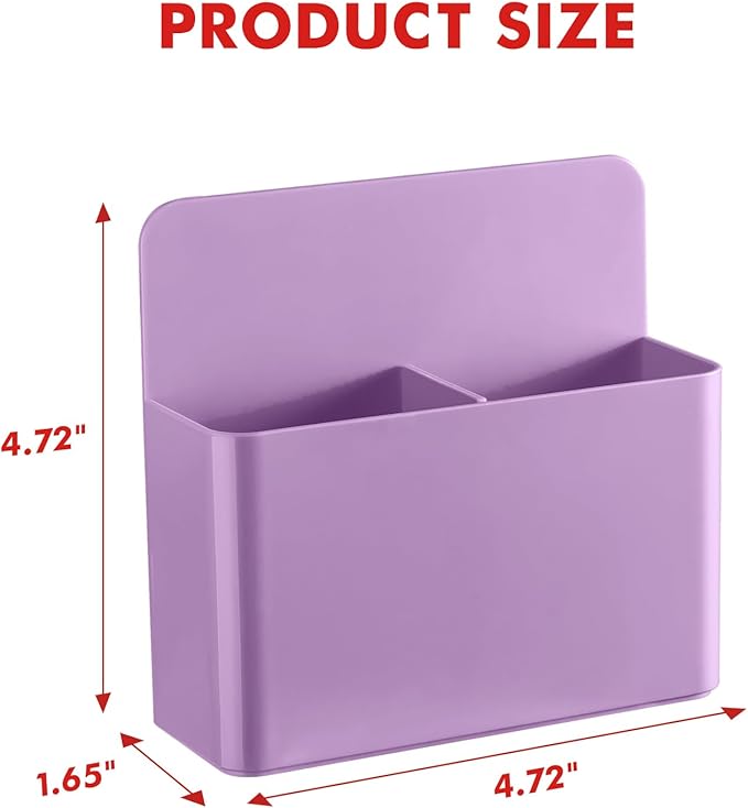BEYGORM 2 Pack Plastics Magnetic Pen Holder for Refrigerator, Dry Erase Marker Holder for Whiteboard，Magnet School Locker Organizer Accessories, Pencil Cup, Pen Caddy, Classroom Organization(Purple)-Ruum Studio Home