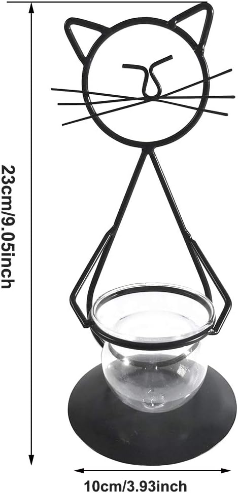 Marbrasse Desktop Glass Planter Vase Holder, Modern Creative Cat Plant Terrarium Metal Stand for Hydroponics Plants Home Garden Wedding Decoration Outdoor Planter Ideas (Style 2)-Ruum Studio Home