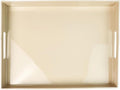 Beige Decorative Tray, Rectangular Large Serving Tray with Handles, Plastic Coffee Table Tray for Ottoman, Living Room, Kitchen Tabletop, 15.7” x 11.8” x1.6”-Ruum Studio Home