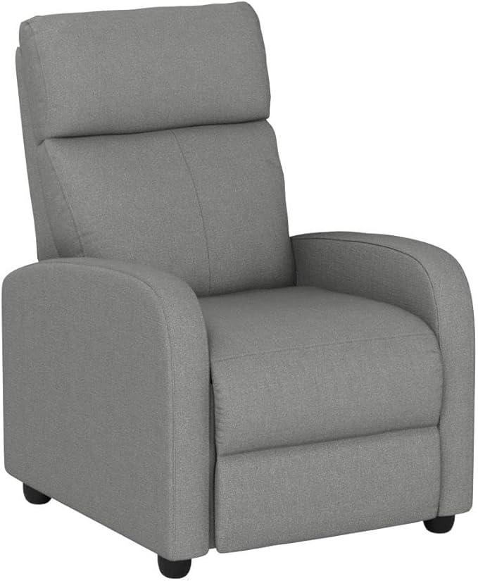 BestMassage | Recliner Chair | with 2 Point Massage Function | Textile Grey | with Lumbar Support, Adjustable Push Back, Footrest & Padded Seat | Easy Assembly | for Living Room, Home Theatre-Ruum Studio Home