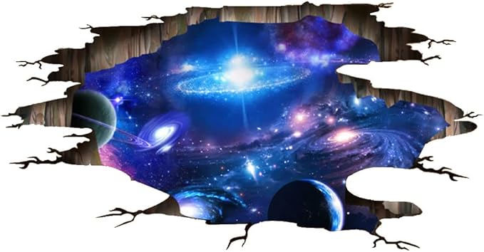Blue Purple Galaxy Wall Decals, Removable Sticker,The Art Magic 3D Milky Way Dreamscape Home Decor (4 Sheets)-Ruum Studio Home