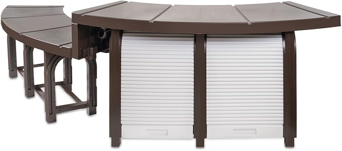 XtremepowerUS SPA Bench Set with Storage & Roller Shades – 2 Medium & 2 Tall Benches, Brown, 400 lbs Capacity, Outdoor Use-Ruum Studio Home