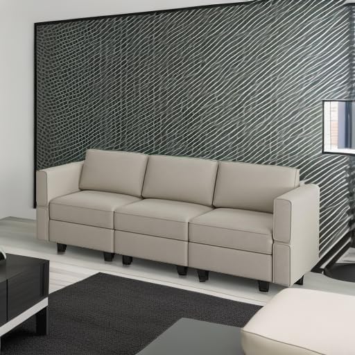 Belffin Modular Sofa Couch with Storage Seats Velvet 3 Seater Sofa for Living Room Grey-Ruum Studio Home