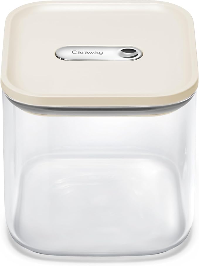 Caraway 2.5qt Glass Airtight Food Storage Container with Lid – Non-Toxic, BPA-Free Kitchen Storage Container – Stackable, Space-Saving Airtight Container for Dry Goods and More - Cream-Ruum Studio Home