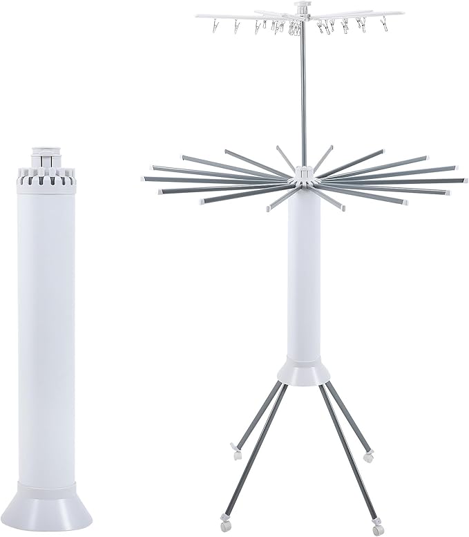 4-Legged Clothes Drying Rack Foldable,Octopus-Shaped Portable Laundry Drying Rack,Outdoor and Indoor Collapsible Drying Rack with 4 Pulleys,2 Tier-Ruum Studio Home