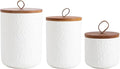 Kitchen Canisters for Countertop, Ceramic Coffee Canisters with Airtight Lids Food Storage Jars Sugar Container for Kitchen Counter Tea, Coffee Beans, Spice (#001White-Set of 3)-Ruum Studio Home