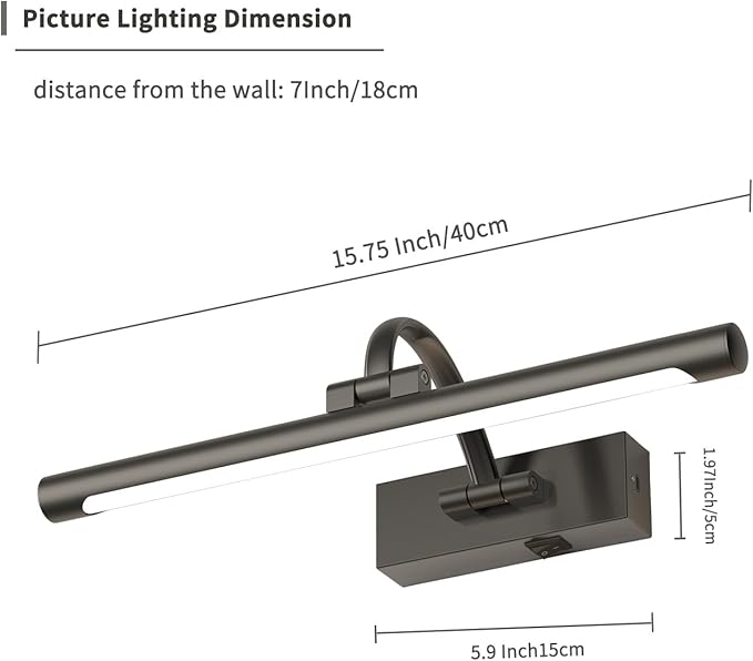 Battery Operated Picture Lights for Wall, Wireless Painting Lights Dimmable Artwork Lighting with Remote and Timer, Rechargeable Art Lights for Paintings-Brushed Grey 16'' inch Warm White-Ruum Studio Home