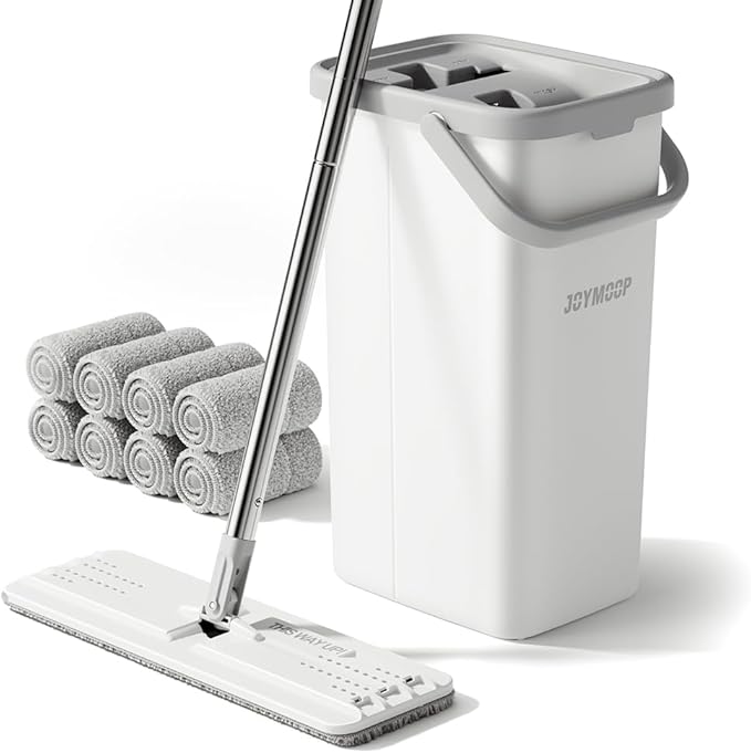 JOYMOOP Mop and Bucket Set, Dust Mops for Floor Cleaning, Wall Mop with 8 Microfiber Mop Head Replacement-Ruum Studio Home