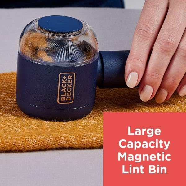 BLACK+DECKER Rechargeable USB-C Fabric & Garment Shaver – Large Capacity Lint Remover for Clothing and Upholstery, 6 Stainless Steel Blades-Ruum Studio Home