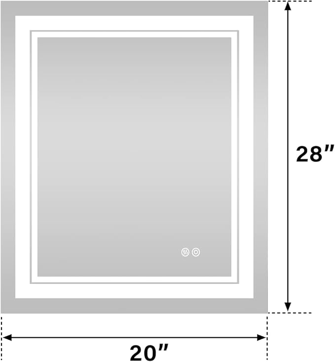 WELLFOR LED Bathroom Vanity Mirror 20 x 28 Inch, Lighted Anti-Fog Dimmable Mirror, IP44 Waterproof Wall Mounted Makeup Mirror, Packed with US Standard Plug and Touch Switch, (Horizontal/Vertical)-Ruum Studio Home