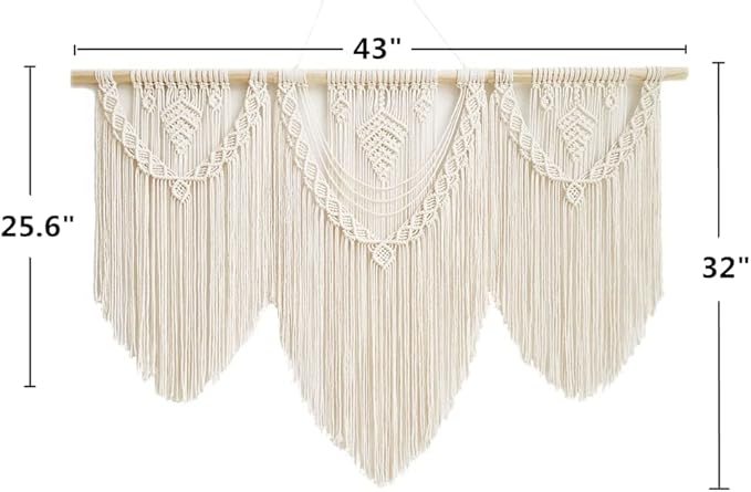 guzhiou large macrame wall hanging - Boho Tapestry Macrame Wall Decor Art- Chic Bohemian Handmade Woven Tapestry Home Decoration for Bedroom Living Room Apartment Wedding Party - 43"x32" (Beige-Leaf)-Ruum Studio Home