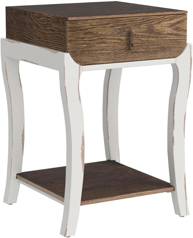 COSIEST Rustic Nightstand, 2-Tier Farmhouse Bedside Table, Wood Accent End Table with Storage Drawer and Open Display Shelf for Bedroom Nursery Living Room(Walnut)-Ruum Studio Home