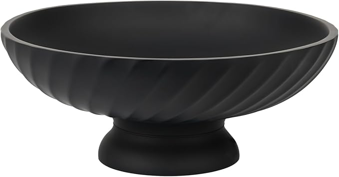 Large Resin Pedestal Decorative Bowl - Modern Fruit Bowl for Kitchen Counter - Handicraft Bowls for Home Decor - Key Bowl for Entry Table,Matte Black-Ruum Studio Home