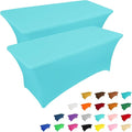 IVAPUPU 6FT Table Cloth for Rectangular Fitted Events Stretch Blue Mist Table Covers Washable Cover Spandex Tablecloth Protector for Party, Wedding, Cocktail, Banquet, Festival-Ruum Studio Home