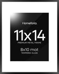 Homeforia Black 11x14 Picture Frame, High End Metal 11x14 Poster Frames with Mat 8x10, 11 x 14 Black Frame Matted to 8 x 10 inch Photo, 11 by 14 Thin Hanging Frames, Tempered Glass, Wall Kit, Set of 1-Ruum Studio Home