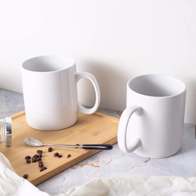 30oz Super Large Ceramic Coffee Mugs Large Handles Set of 2 (White)-Ruum Studio Home