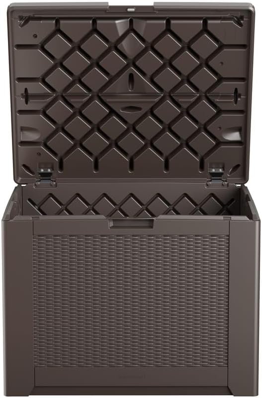 Rubbermaid Medium Resin Outdoor Storage Deck Box (74 Gal) Weather Resistant Brown Deck Organization for Home/Backyard/Pool Chemicals/Toys/Garden Tools/Porch/Patio Cushions-Ruum Studio Home