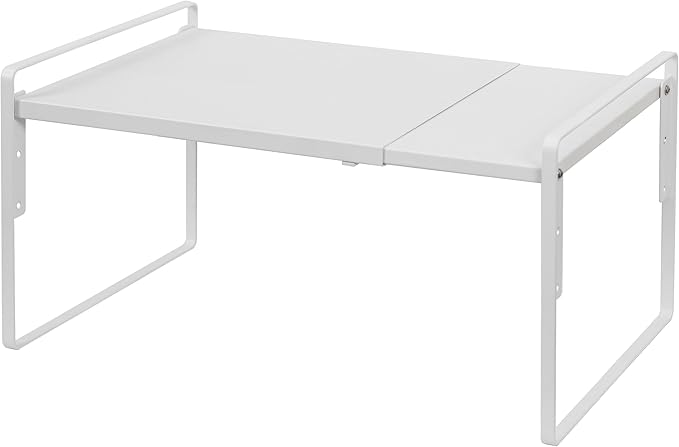 Nxconsu Cabinet Shelf Expandable Height Adjustable Shelf Organizer Riser for Kitchen Cabinet Pantry Cupboard Under Sink Countertop Organization Storage Space Saver Stackable Heavy Duty Metal White XL-Ruum Studio Home