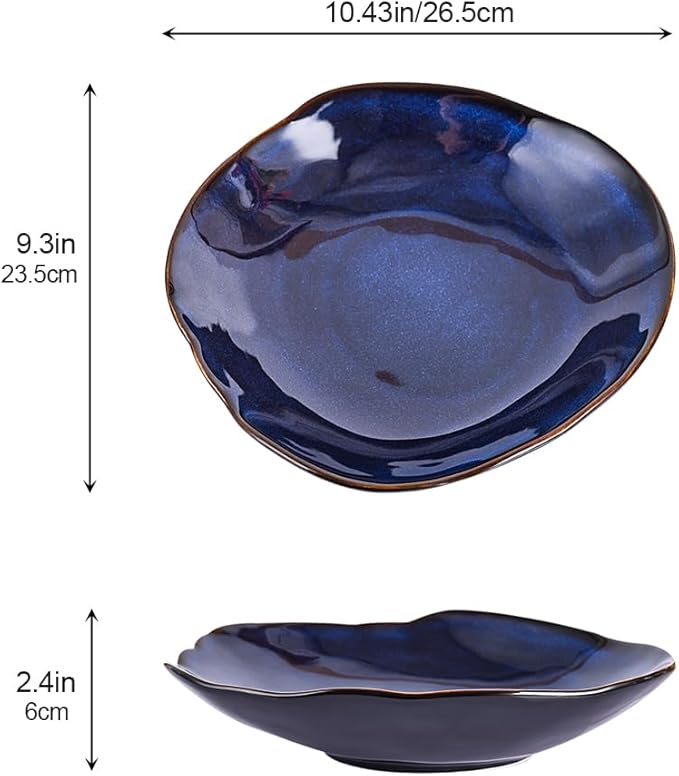 Blue Ceramic Decorative Bowl –10.4" Small Trinket Dish, Fruit Bowl, Candy Dish, Key Bowl for Entryway Table, Jewelry & Ring Dish, Porcelain Catchall Dish for Kitchen, Bedside, Living Room Home Decor-Ruum Studio Home