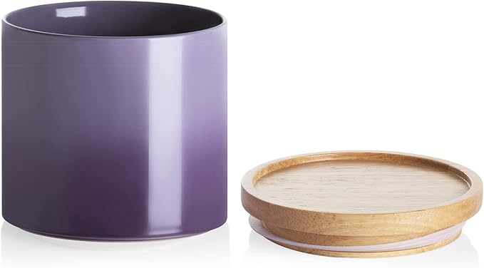 Sweejar Ceramic Food Storage Jar, Stackable Kitchen Canisters, Containers with Airtight Seal Wooden Lid for Serving Coffee Grounds, Coffee Bean, Flour, Tea, Spice and More - 39 Fl Oz (Gradient Purple)-Ruum Studio Home