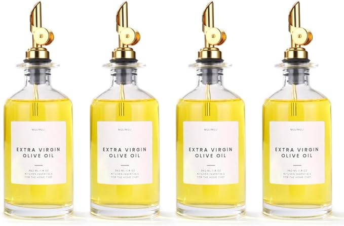 Molimoli Glass Olive Oil Cruet Set - 350ml Bottles With Weighted Pourers, Set of 4-Ruum Studio Home