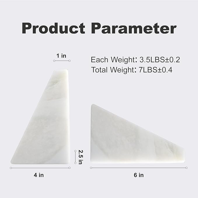 Marble Book Ends, Non-Skid Bookends for Shelves, Composite Bookend with Natural Marble, Heavy Duty Book Stopper, Collected CDs and Oversized Books Organizer, Gold & Black Decorative Bookends-Ruum Studio Home