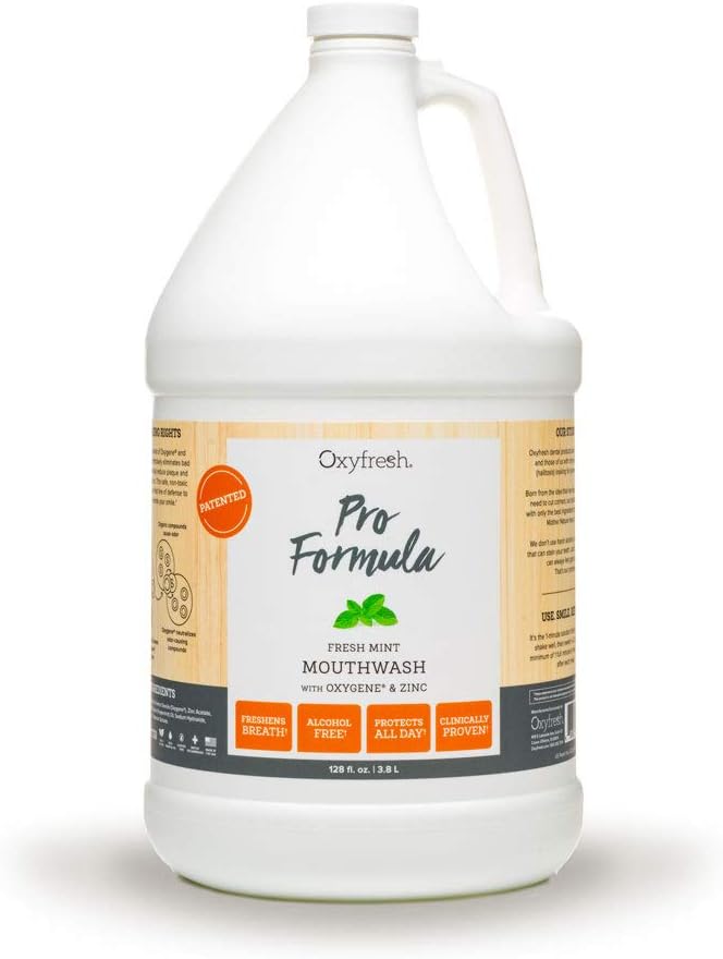 Oxyfresh Pro Formula Fresh Mint Mouthwash – Patented Zinc Mouthrinse for Fresh Breath & Healthy Gums | Dye, Fluoride & Alcohol Free Mouthwash (1 Gal Bottle)-Ruum Studio Home
