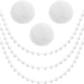 Jishi 3pk White Felt Pom Pom Garland Christmas Tree Decorations Indoor Home Decor, Cute Winter Wonderland Snow Ball Ornaments, Hanging String Pompom Snowball Beads, Xmas Holiday Birthday Party Banners-Ruum Studio Home