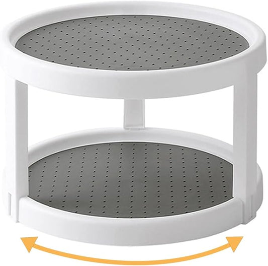 Lazy Susan Organizer, 2 Tier Non Skid Spice Rack Turntable,360 Degree Rotating Seasoning Organizer, 10-Inch Spinning Organizer for Pantry Cabinet, Kitchen, Countertop, Vanity Display Stand-Ruum Studio Home
