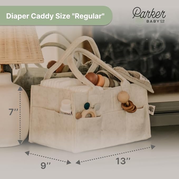 Parker Baby Diaper Caddy - Nursery Storage Bin and Car Organizer for Diapers and Baby Wipes - White, Regular-Ruum Studio Home