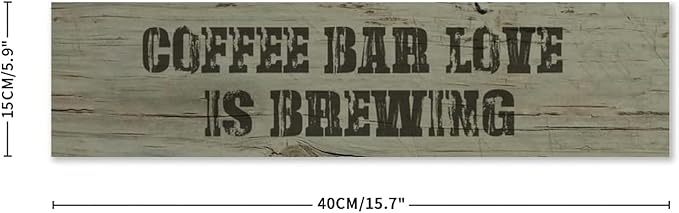 Generic Funny Wood Sign Coffee Bar Love is Brewing Rustic Wooden Hanging Sign Home Farmhouse Kitchen Wall Decoration 16 x 6 Inch-Ruum Studio Home
