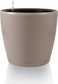 Dexceder 9x8 Inches Self Watering Planter Indoor Outdoor, Inner Pot Design, Thickened Table Flower Plant Pot with Water Level Indicator (Taupe Matte)-Ruum Studio Home