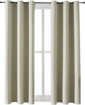 ChrisDowa Grommet Room Darkening Curtains for Bedroom and Living Room - 2 Panels Set Thermal Insulated Blackout Curtains (Beige, 38W x 45L)-Ruum Studio Home