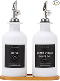 HOMCDALY Olive Oil Dispenser for Kitchen, 11.8oz Glass kitchen Dispenser Bottle, White Oil&Vinegar Cruet Set, Leakproof Oil Bottle for Cooking| Set of 2 (11.8oz – White)-Ruum Studio Home