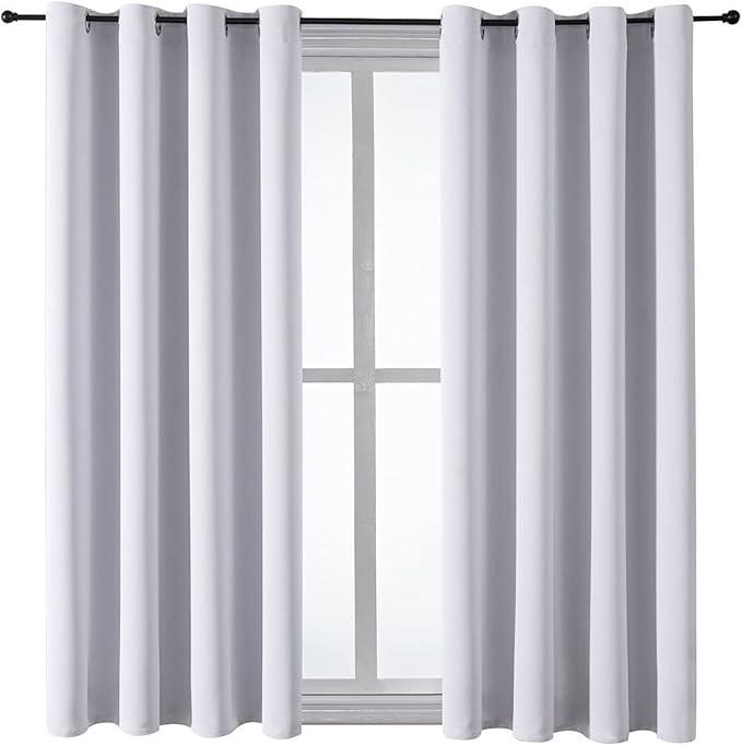 ChrisDowa Grommet Room Darkening Curtains for Bedroom and Living Room - 2 Panels Set Thermal Insulated Blackout Curtains (Greyish White, 52W x 54L)-Ruum Studio Home