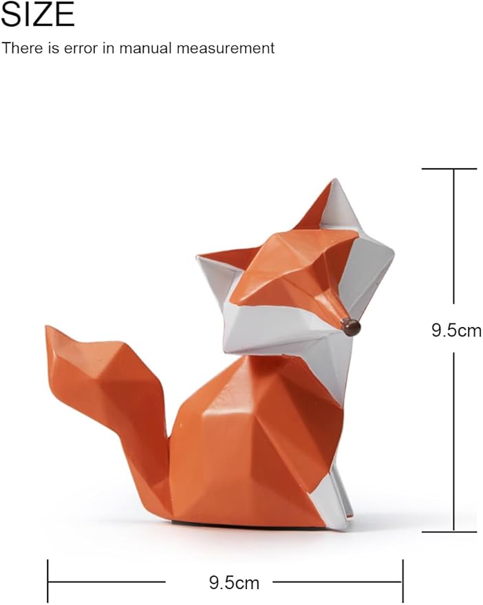 HAUCOZE Fox Figurine Gifts Geometric Sculpture Decor Animal Gifts Statue Polyresin Arts 4.0 inch-Ruum Studio Home