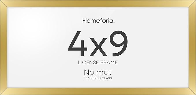 Homeforia 4x9 Business License Frame Gold, High End Metal 4 x 9 Gold Certificate Frame with Real Glass, 9x4 Document Frames for Wall or Tabletop, 4by9 Picture Frame, Tempered Glass, Wall Kit, Set of 1-Ruum Studio Home