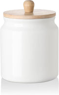 Sweejar Ceramic Kitchen Canisters, Porcelain Food Storage Jar with Airtight Seal Wooden Lid, Home Container Serving for Coffee Beans, Tea-leave, Sugar, Salt and More (White, XS(6.8 FLOZ))-Ruum Studio Home