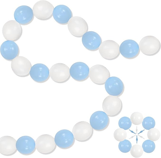100PCS Blue and White Link Balloons, Baby Light Blue White Linking Balloons with Tail for Making Balloon Wall Arch and Chains, Quick Balloon for Wedding Birthday Baby Shower Party Decorations (6inch)-Ruum Studio Home