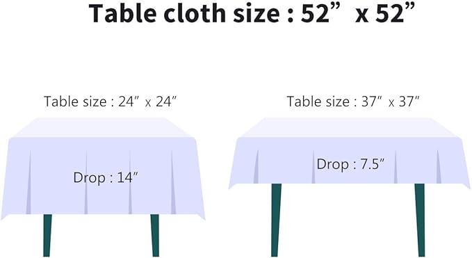 Surmente White Square Tablecloth-52x52 Inch Table Cloth for Small Square Tables,Washable Polyester Table Cover for Weddings, Banquets, or Restaurants-Ruum Studio Home