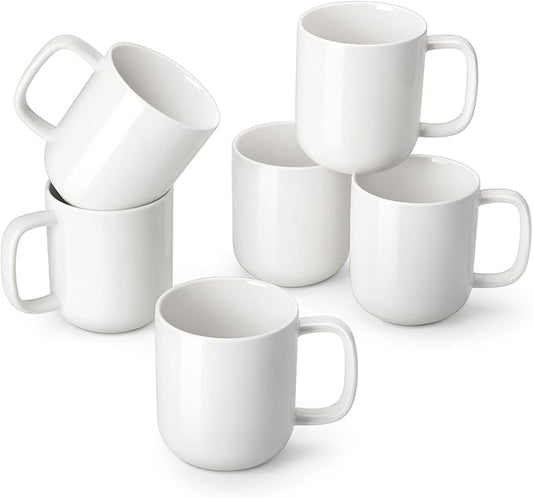 vancasso Porcelain Coffee Mugs Set, 12 oz Ceramic Coffee Cups for Latte Hot Tea Cappuccino Cocoa Milk Cups Set of 6, Dishwasher & Microwave Safe, White-Ruum Studio Home