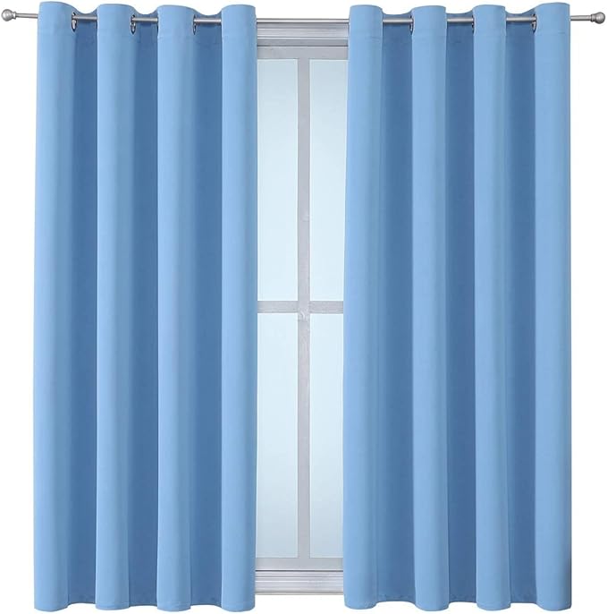 ChrisDowa Grommet Room Darkening Curtains for Bedroom and Living Room - 2 Panels Set Thermal Insulated Blackout Curtains (Sky Blue, 52W x 54L)-Ruum Studio Home