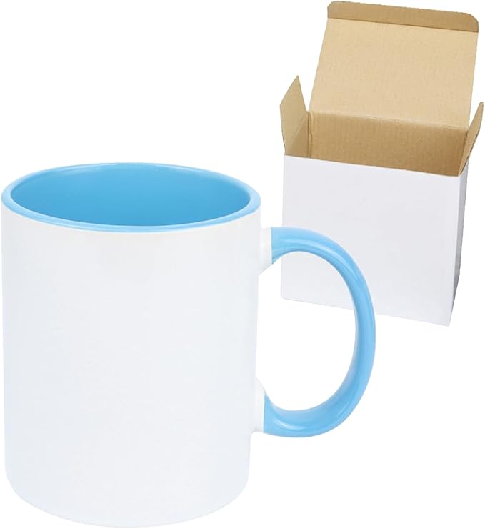 11oz White Ceramic Sublimation Coffee Mug in White Gift Box, 6 New Mixed Colors, Case of 36-Ruum Studio Home
