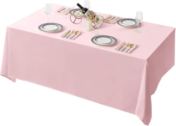 Surmente Pink Tablecloth 90 x 132-inch Rectangular Polyester Table Cloth for Weddings, Banquets, or Restaurants-Ruum Studio Home