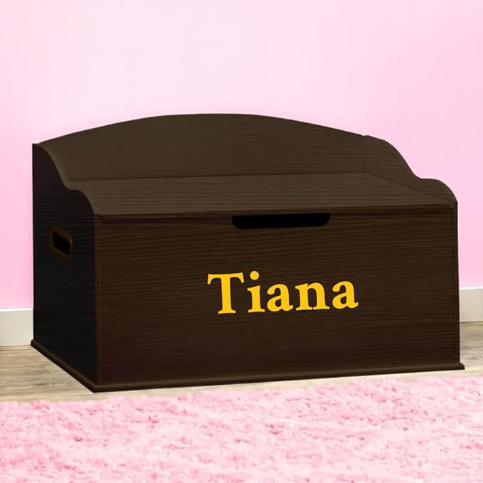 DIBSIES Personalized Creative Wonders Toy Box, Signature Series for Girls, 30 x 19.25 x 18 inches, Soft-Close Lid (Espresso)-Ruum Studio Home