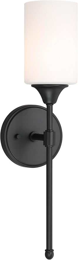 XiNBEi Lighting Wall Sconce, Bathroom Vanity Light with Glass, Wall Fixture Matte Black Finish for Bathroom XB-W1216-MBK-Ruum Studio Home
